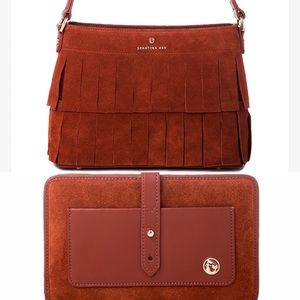 Spartina 449 terracotta suede handbag & wallet